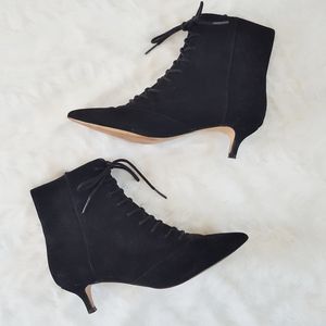 J CREW Fiona Lace-Up Kitten Heel Booties in Suede